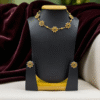 Elegant Gold Floral Necklace Set with Green and Pearl Accents